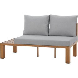 Gartenmöbel Ecksofa - Holzoptik Aluminium - 4 Personen - Perlgrau
