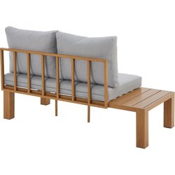 Gartenmöbel Ecksofa - Holzoptik Aluminium - 4 Personen - Perlgrau