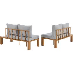 Gartenmöbel Ecksofa - Holzoptik Aluminium - 4 Personen - Perlgrau