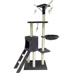 JIPSY Dark Grey Cat Tree 79 x 34 x 138 cm - 3 Platforms, 1 Perch, 1 Ni
