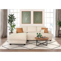 Linkes 4-Sitzer-Ecksofa - PAUL aus Cord - Beigefarbener Stoff - 216 x 