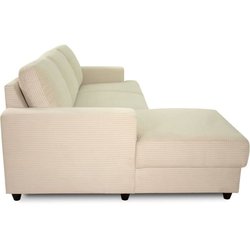 Linkes 4-Sitzer-Ecksofa - PAUL aus Cord - Beigefarbener Stoff - 216 x 