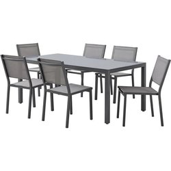 Gartentisch-Set für 6 Personen: Tisch + 6 Stühle  Aluminiumstruktur 