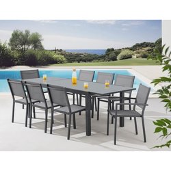 Ensemble repas de jardin 6 a 8 personnes : Table extensible 180-240 cm