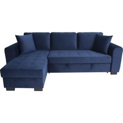 HAMILTON 4-Sitzer-Ecksofa  Blauer Samtstoff  L 245 x T 140 x H 86  