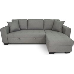 Canapé d angle convertible réversible 4 places - Tissu gris clair - L 