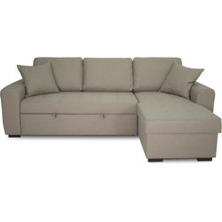 Canapé d angle convertible réversible 4 places - Tissu beige - L 244 x