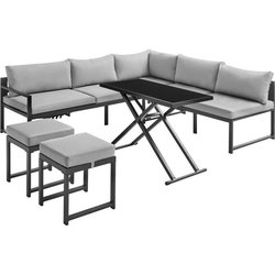 Gartenmöbel mit Aluminiumstruktur mit Kissen - 7 Personen - Hipu - Gra