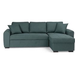 Canapé d angle convertible réversible 4 places - Tissu Vert - L 244 x 