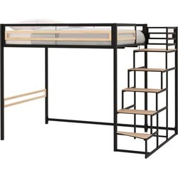 Hochbett  140 x 190 cm  Metall  Schwarz  inklusive Lattenrost  LE