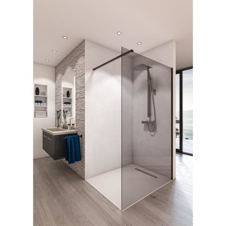 SAINT-GOBAIN Duschwand-Kit BALEARES GREY - Zeitloses 8 mm gehärtetes G