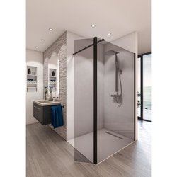 SAINT-GOBAIN Duschwand-Kit BALEARES GREY - Zeitloses 8 mm gehärtetes G