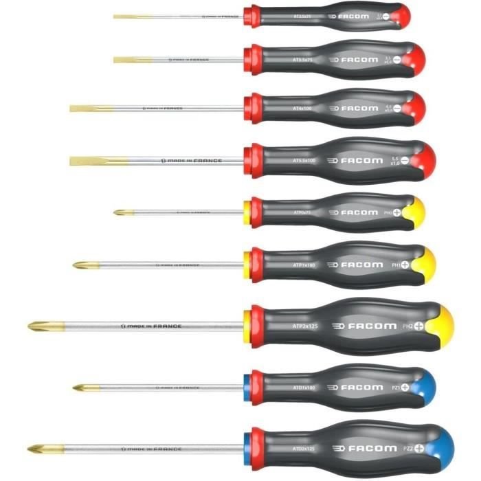 Box of 9 screwdriver Protwist Loven/Phillips/Prozidriv Facom - At.9pb 