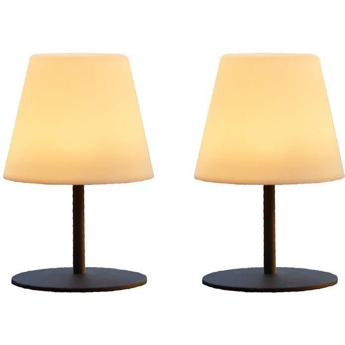 Packung mit 2 kabellosen Tischlampen  LUMISKY  TWINS  H16 cm  grau