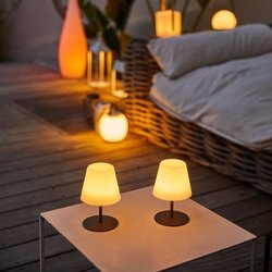 Packung mit 2 kabellosen Tischlampen  LUMISKY  TWINS  H16 cm  grau