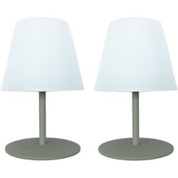 Set van 2 draadloze tafellampen - LUMISKY - TWINS - Olijf - H16 cm - L