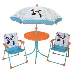 FUN HOUSE 713095 INDIAN PANDA Gartenmöbel mit Tisch, 2 Klappstühlen un