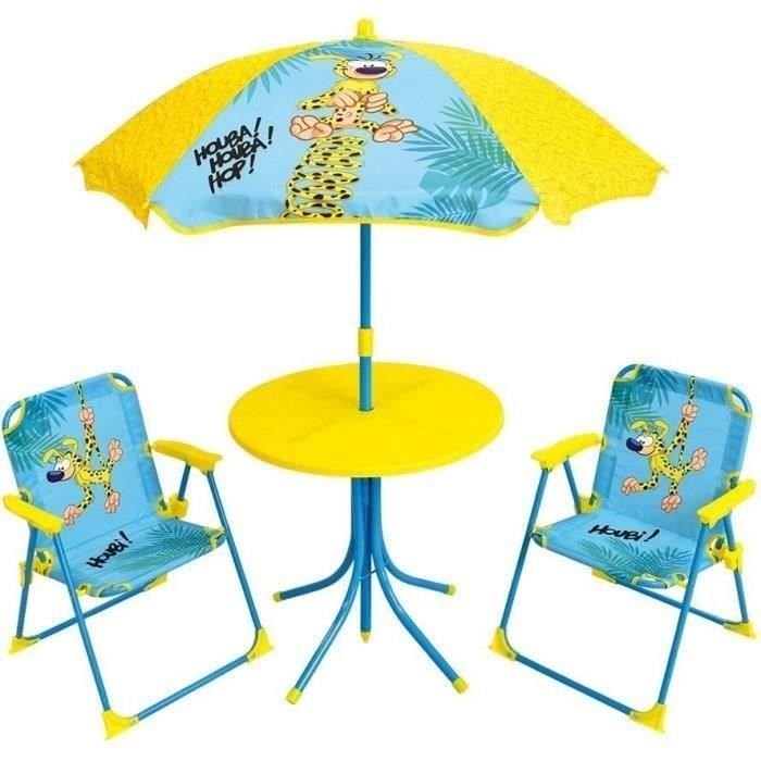 MARSUPILAMI Mobiliario de jardín para niños que incluye 1 mesa, 2 sill