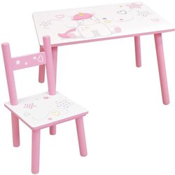 FUN HOUSE - Tavolo Unicorno h 41,5 cm x l 61 cm x p 42 cm con una sedi