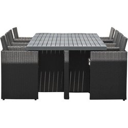 Eingebautes Garten-Essset  Schwarz  Harzgeflecht und Aluminiumtablet