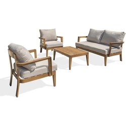 Niedrige Gartenmöbel - Aluminium - DCB GARDEN - 4 Sitze - Holzoptik - 