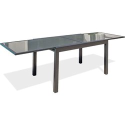Table de jardin - Gris anthracite - Aluminium / plateau en verre - 135