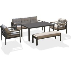 Ensemble repas de jardin CAYENNE 7 places en aluminium - GRIS ANTHRACI