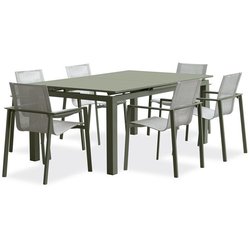 Lot composé d une table de jardin + 6 fauteuils - Kaki - Miami - Faute