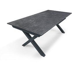Table de jardin - Gris anthracite - Aluminium / céramique sur verre - 