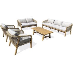 Salon bas de jardin - Bois d acacia - 7 places - Serena