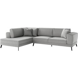 IMPERIAL 5-Sitzer-Umbausofa links  Hellgrauer Stoff  2 Aufbewahrungs