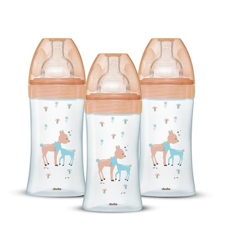 Set van 3 Dodie Anti -Color Biberons Sensation+ - Glas - 270 ml - 0-6 