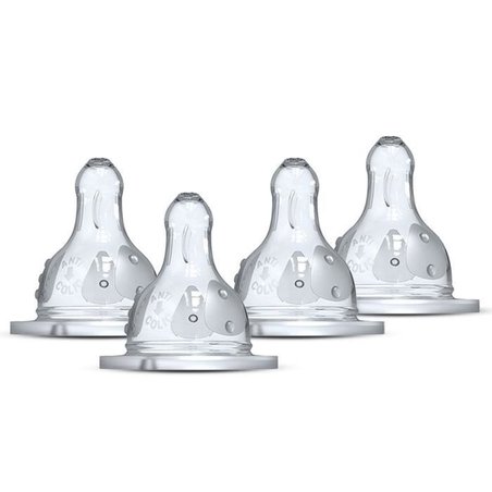 Set mit 4 runden DODIE Initiation-Schnullern  Durchflussrate 4