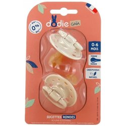 Pacifiers-Dodie Gaia Round Pacifiers 0-6M x2 (Color: Beige)