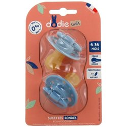 Pacifiers-Dodie Gaia Round Pacifiers 6-36M X2 (Color: Blue)