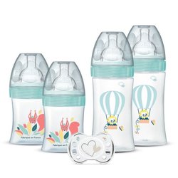 DODIE Set van 4 geboorteflesjes Anti-Colic Platte speen (2x150 ml en 2