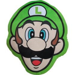 Cojín 3D - MARIO BROS - Cara de Luigi - Microfibra - 40 cm