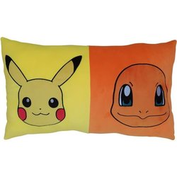 Dubbelzijdig kussen - Vierkant - POKEMON - Pikachu en Starter - Microv