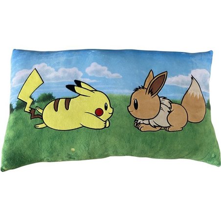 Cuscino Premium - POKEMON - Pikachu & Eevee - Microfibra - 60 cm