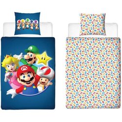 Juego de cama reversible - MARIO BROS - Mario y sus amigos - Microfibr