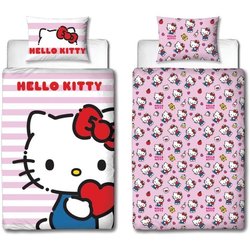 Juego de cama reversible - HELLO KITTY - Microfibra - 1 funda nórdica 