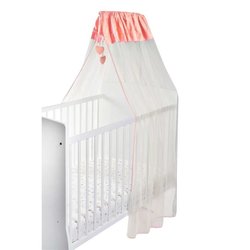 Ciel de lit Lapinou - Corail / Blanc - 150 x 270 cm