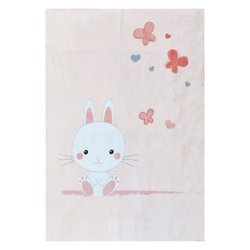 Plaid lapinou - DOMIVA - Rose - 100X140 cm - Microfibre 100% polyester