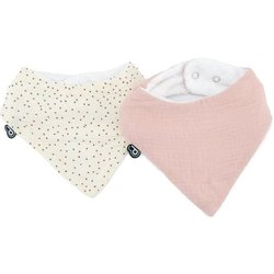 Confezione da 2 bavaglini bandana - DOMIVA - TU - Mussola - Pois rosa 
