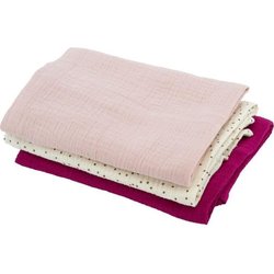Set of 3 Bamboo swaddles - DOMIVA - 1 Printed + 2 Plain - Grenadine pi