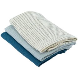 Set of 3 Bamboo swaddles - DOMIVA - 1 Printed + 2 Plain - Indigo blue 