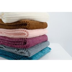 Coperta Boudoir - DOMIVA - Lampone - 75 x 100 cm - Velluto a coste, mo
