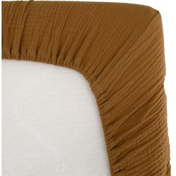Fitted sheet - DOMIVA - AU FIL DE L EAU - Caramel - 70 x 140 cm