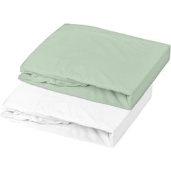 Set of 2 fitted sheets - P TIT DODO - Jersey - 70 x 140 cm - White / G