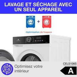 Lave-linge séchant - CONTINENTAL EDISON - CELS106W - 10kg / 6kg - Mote